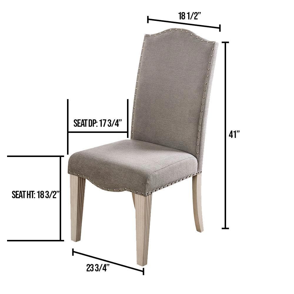 Antique White Gray Dining Chairs Set of 2