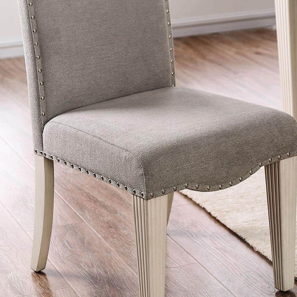 Antique White Gray Dining Chairs Set of 2