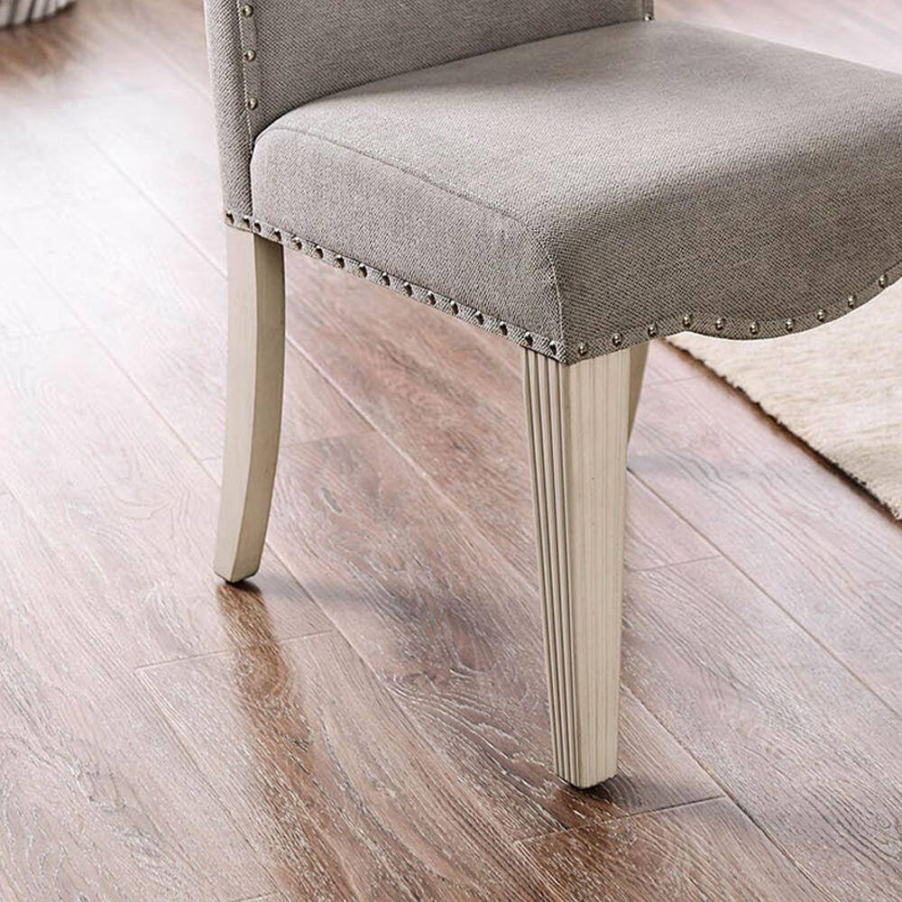 Antique White Gray Dining Chairs Set of 2