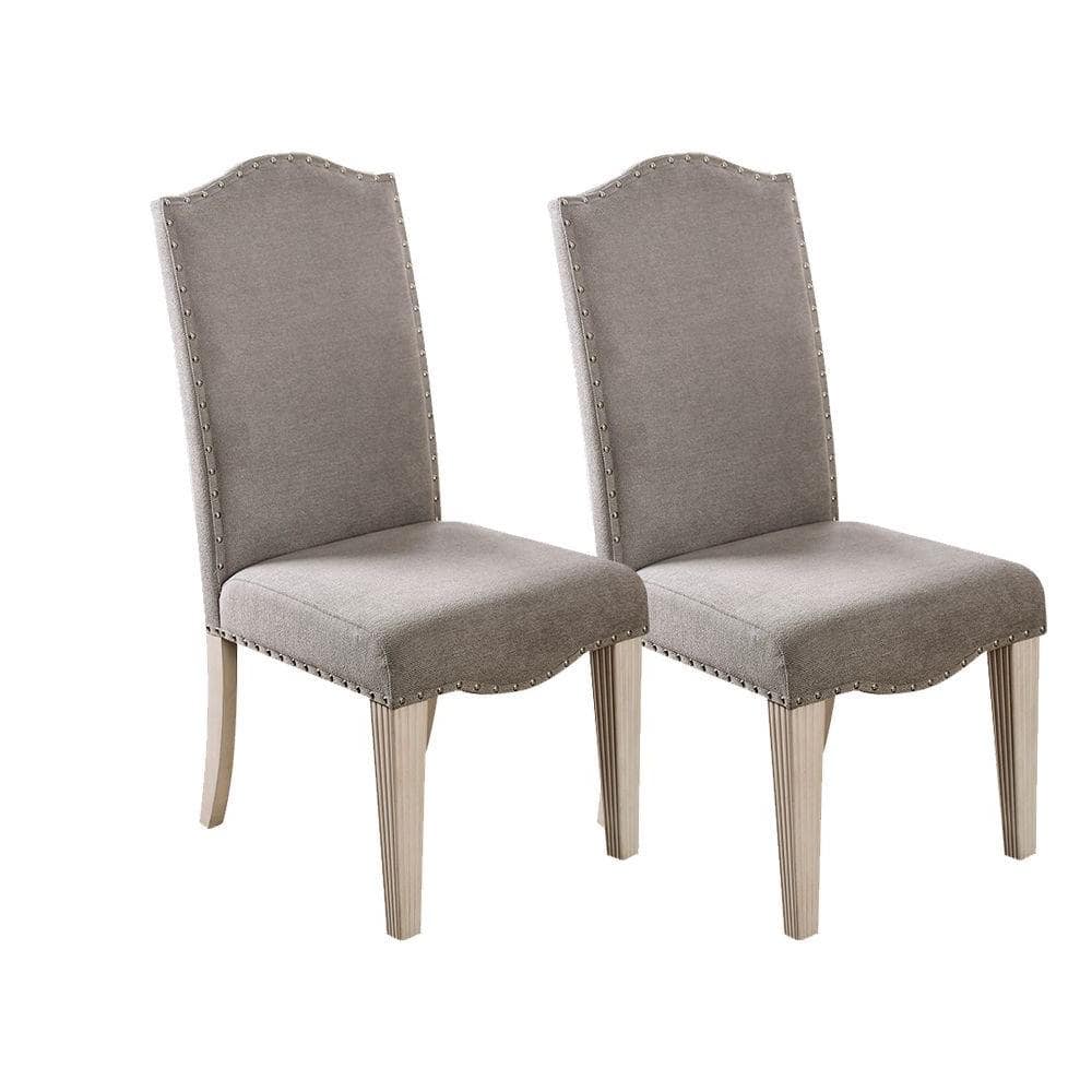Antique White Gray Dining Chairs Set of 2