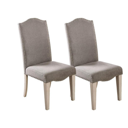 Antique White Gray Dining Chairs Set of 2