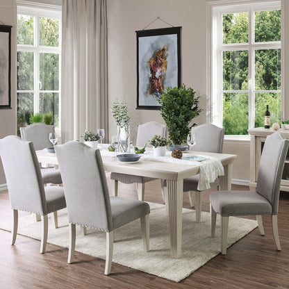 Antique White Gray Dining Chairs Set of 2