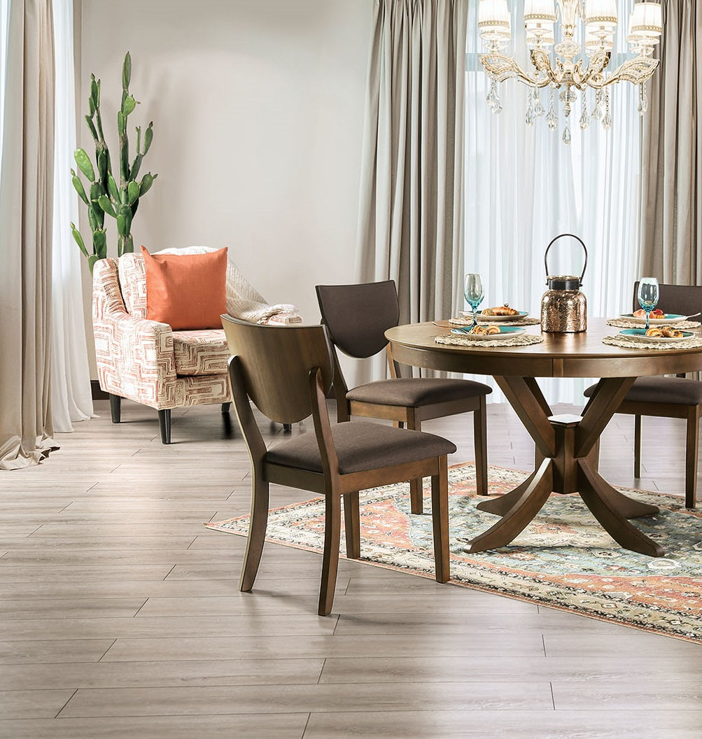 Walnut Fabric Side Chairs for Modern Dining Room Seating