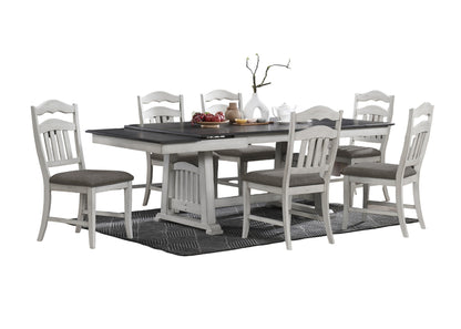 Contemporary Dining Table w 2x Leaves - Antique White & Gray