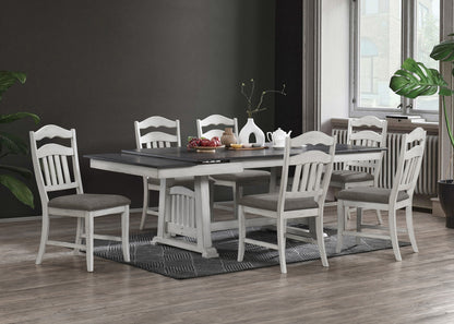 Contemporary Dining Table w 2x Leaves - Antique White & Gray