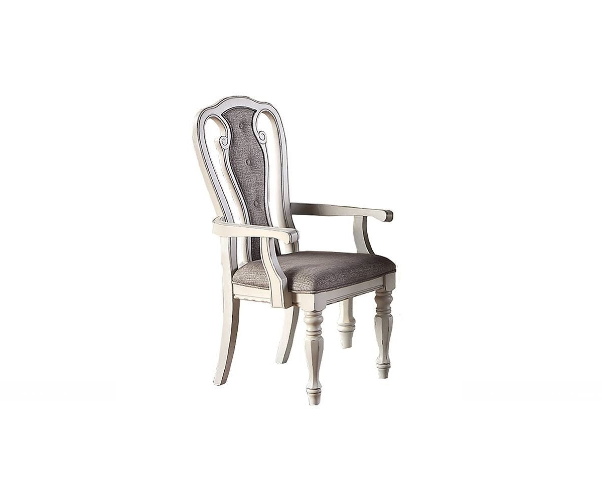 Antique White Dining Chairs Set of 2 - Tufted Back