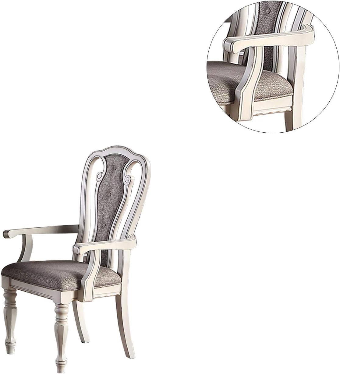 Antique White Dining Chairs Set of 2 - Tufted Back