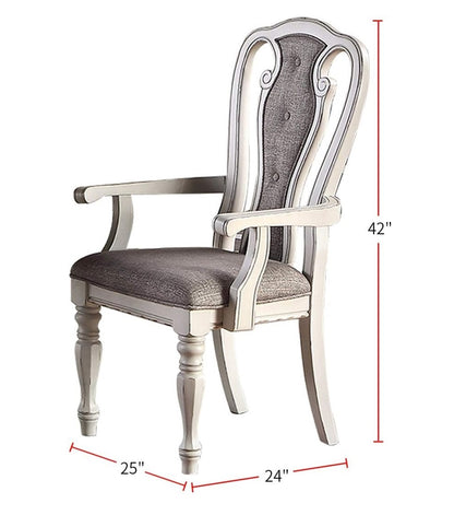 Antique White Dining Chairs Set of 2 - Tufted Back