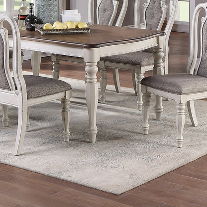 Transitional Dining Table - Antique White & Oak - Seats 6