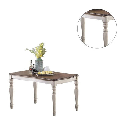 Transitional Dining Table - Antique White & Oak - Seats 6