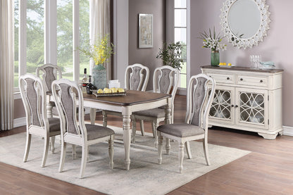 Transitional Dining Table - Antique White & Oak - Seats 6