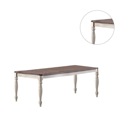 Antique White Oak Rubberwood Dining Table for Modern Kitchen and Dining Rooms