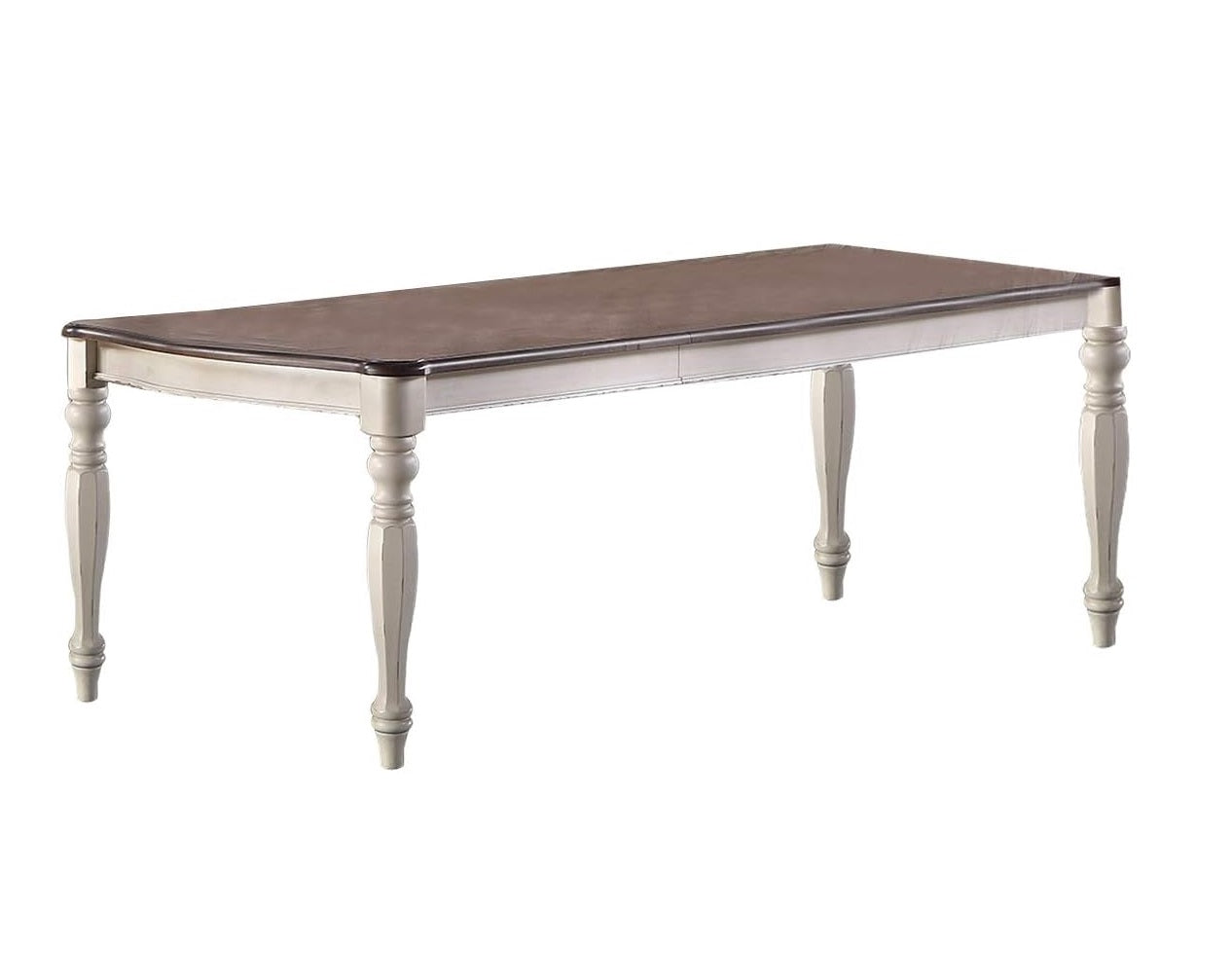 Antique White Oak Rubberwood Dining Table for Modern Kitchen and Dining Rooms