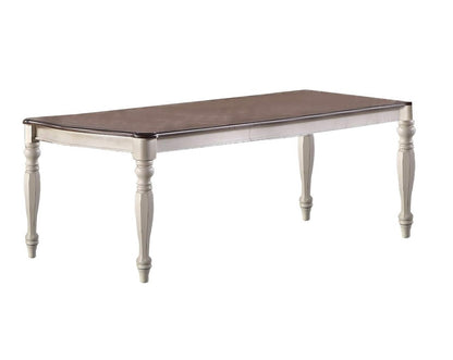 Antique White Oak Rubberwood Dining Table for Modern Kitchen and Dining Rooms