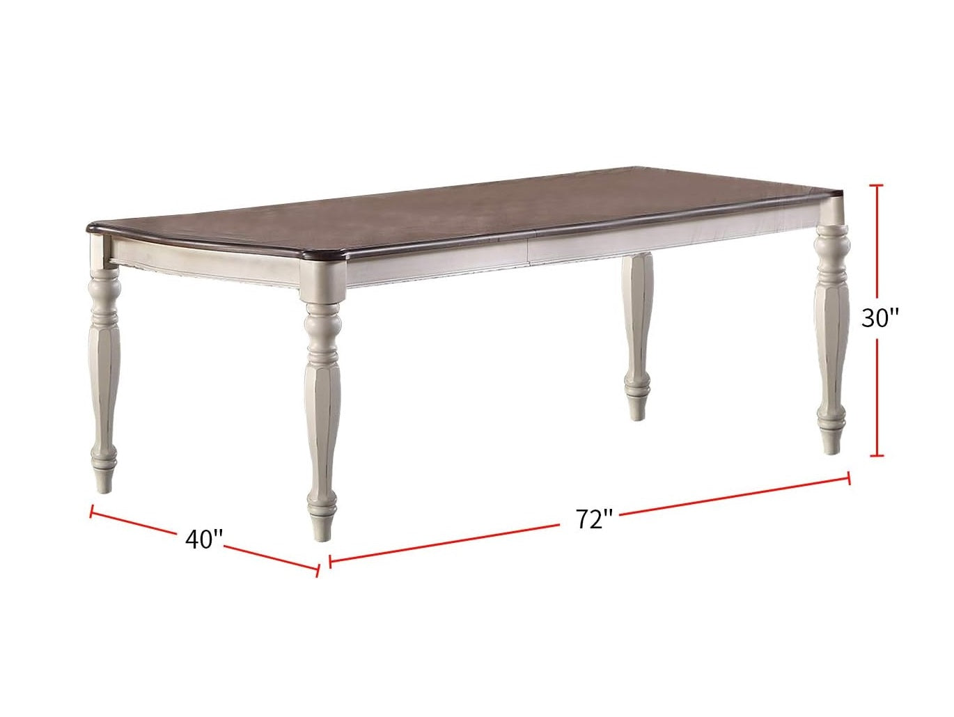 Antique White Oak Rubberwood Dining Table for Modern Kitchen and Dining Rooms