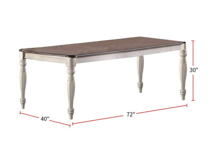Antique White Oak Rubberwood Dining Table for Modern Kitchen and Dining Rooms