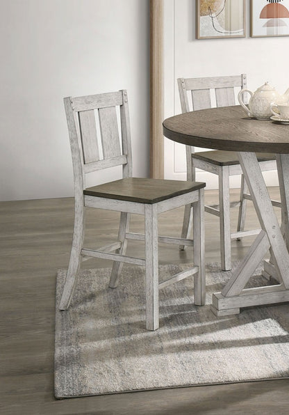 Antique White Solid Wood Dining Chairs - Set of 2