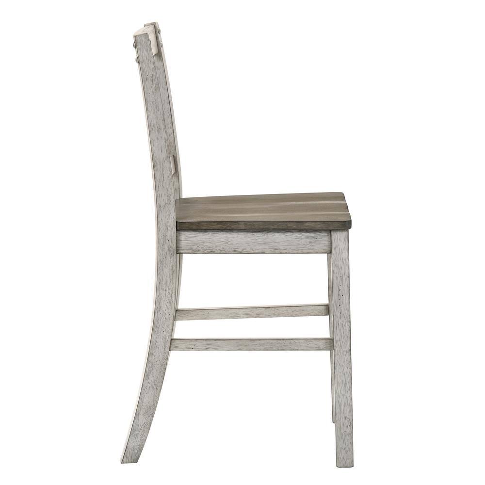 Antique White Solid Wood Dining Chairs - Set of 2