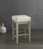 Transitional White Faux Leather Seat 24-inch Counter Height Stools Set of 2, White Finish Solid Wood Frame