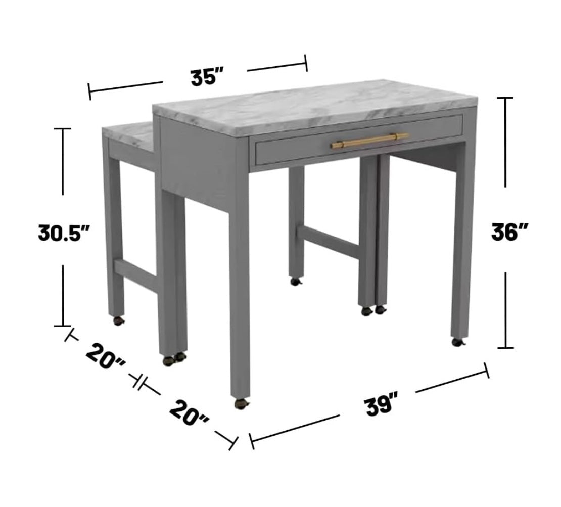 Light Gray 39" Counter Height Dining Table - Seats 4