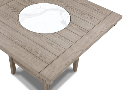 Square Faux Marble Wood Dining Table with Lazy Susan Storage