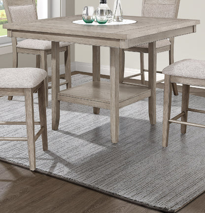 Square Faux Marble Wood Dining Table with Lazy Susan Storage