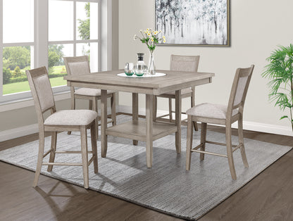 Square Faux Marble Wood Dining Table with Lazy Susan Storage