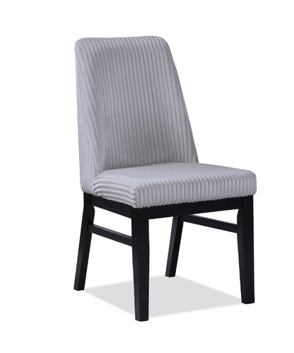 Modern Upholstered Dining Chairs Set Light Gray Fabric Wood Finish