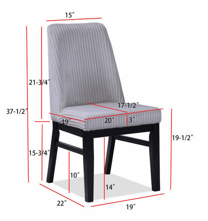 Modern Upholstered Dining Chairs Set Light Gray Fabric Wood Finish