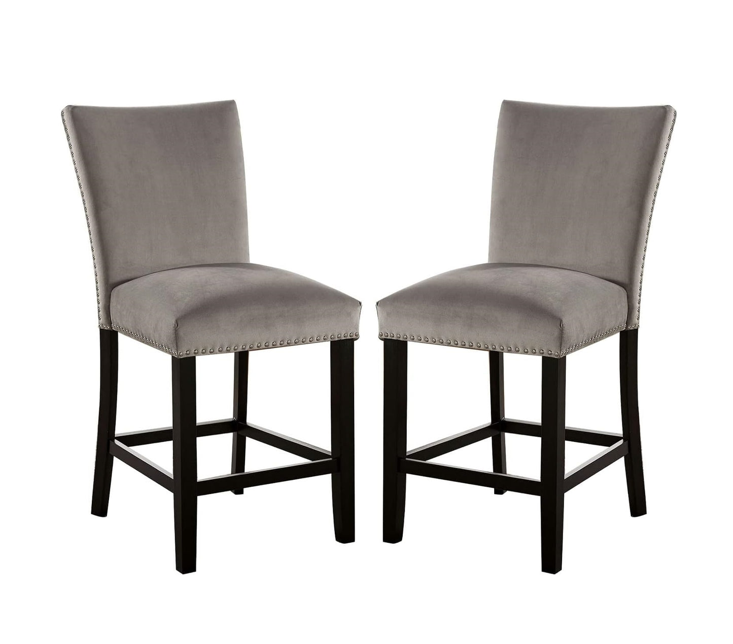 Light Gray Dining Chairs Set of 2, Modern Transitional Wood Finish