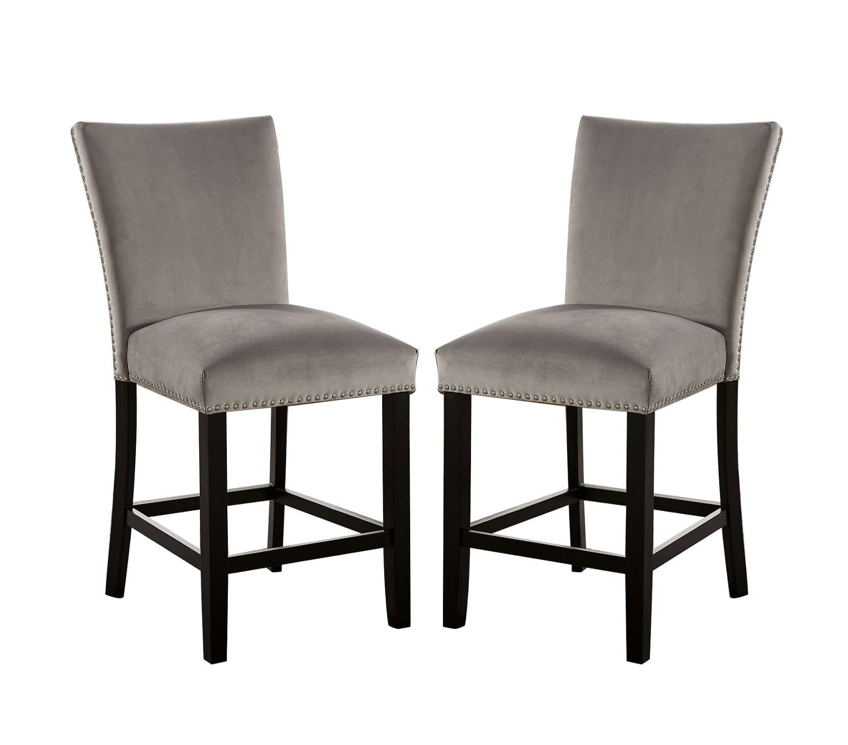 Light Gray Dining Chairs Set of 2, Modern Transitional Wood Finish