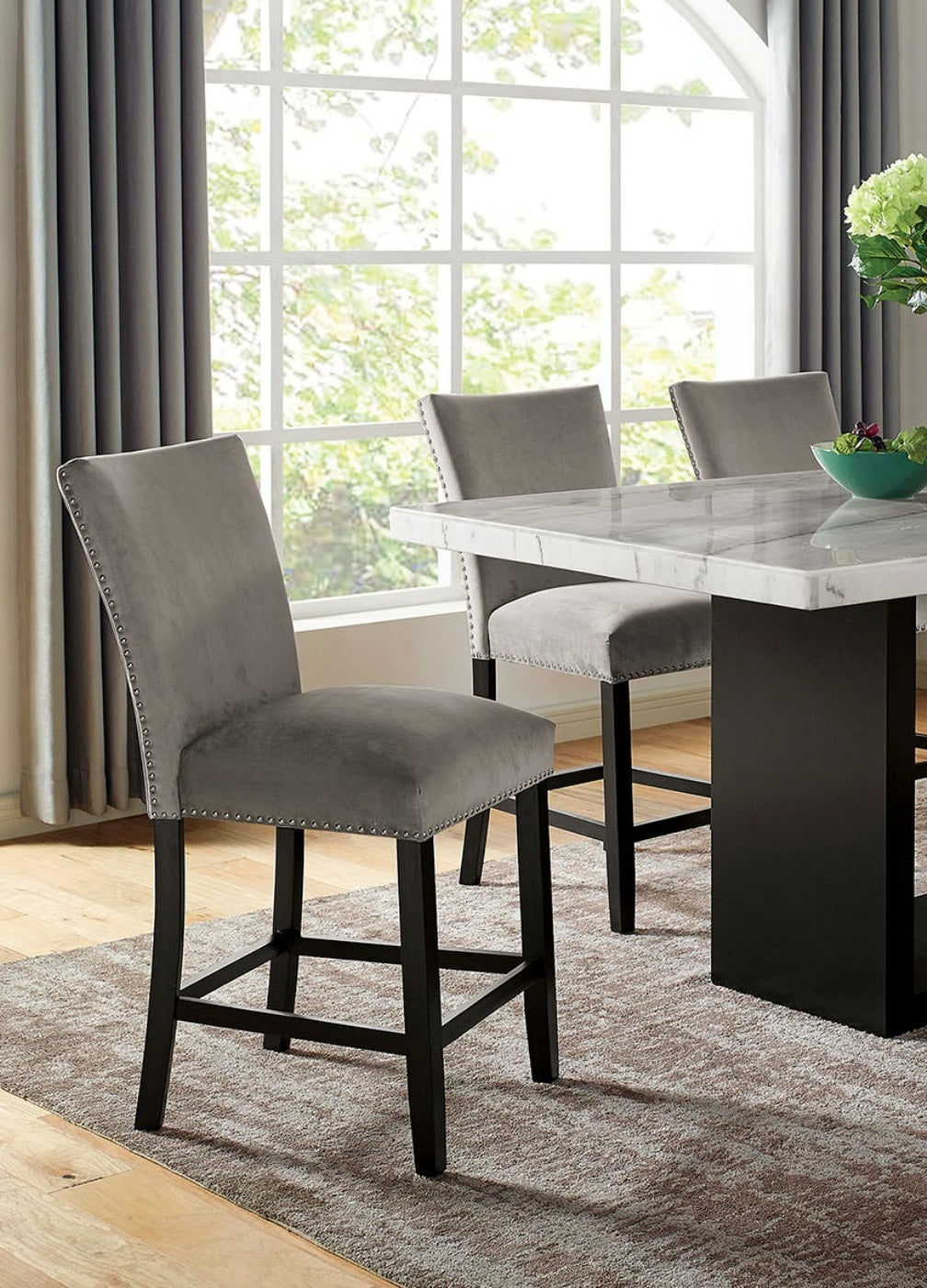 Light Gray Dining Chairs Set of 2, Modern Transitional Wood Finish
