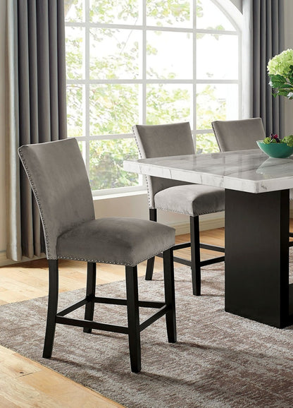 Light Gray Dining Chairs Set of 2, Modern Transitional Wood Finish