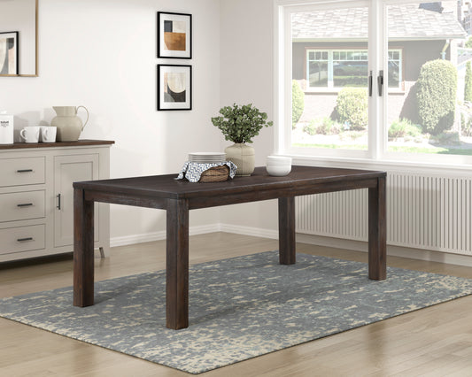 Dark Brown Finish Dining Table Wooden Frame Modern Dining Kitchen Furniture 1pc