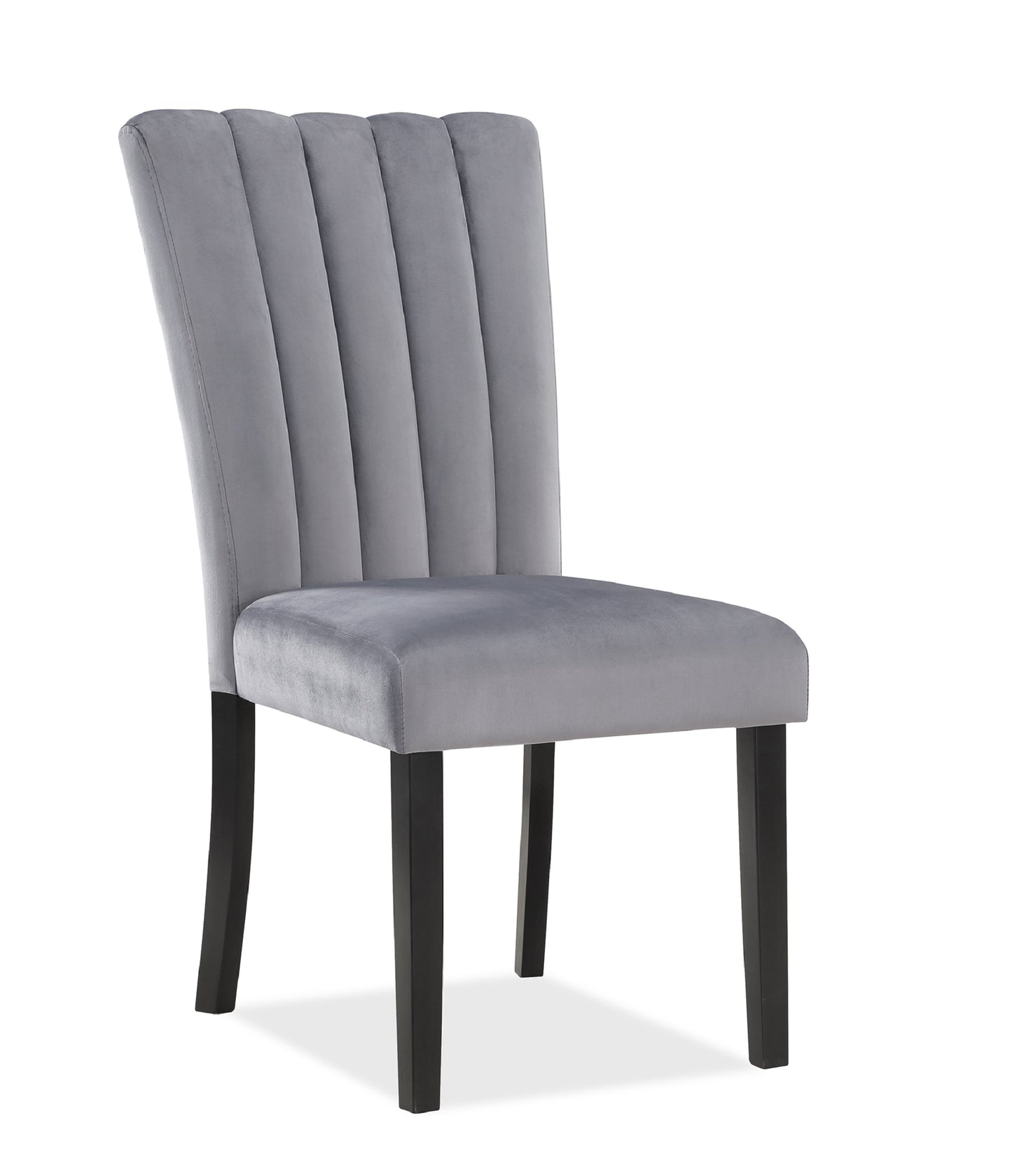 Modern Wood Dining Chairs with Tufted Back in Gray and Black
