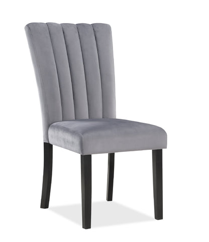 Modern Wood Dining Chairs with Tufted Back in Gray and Black