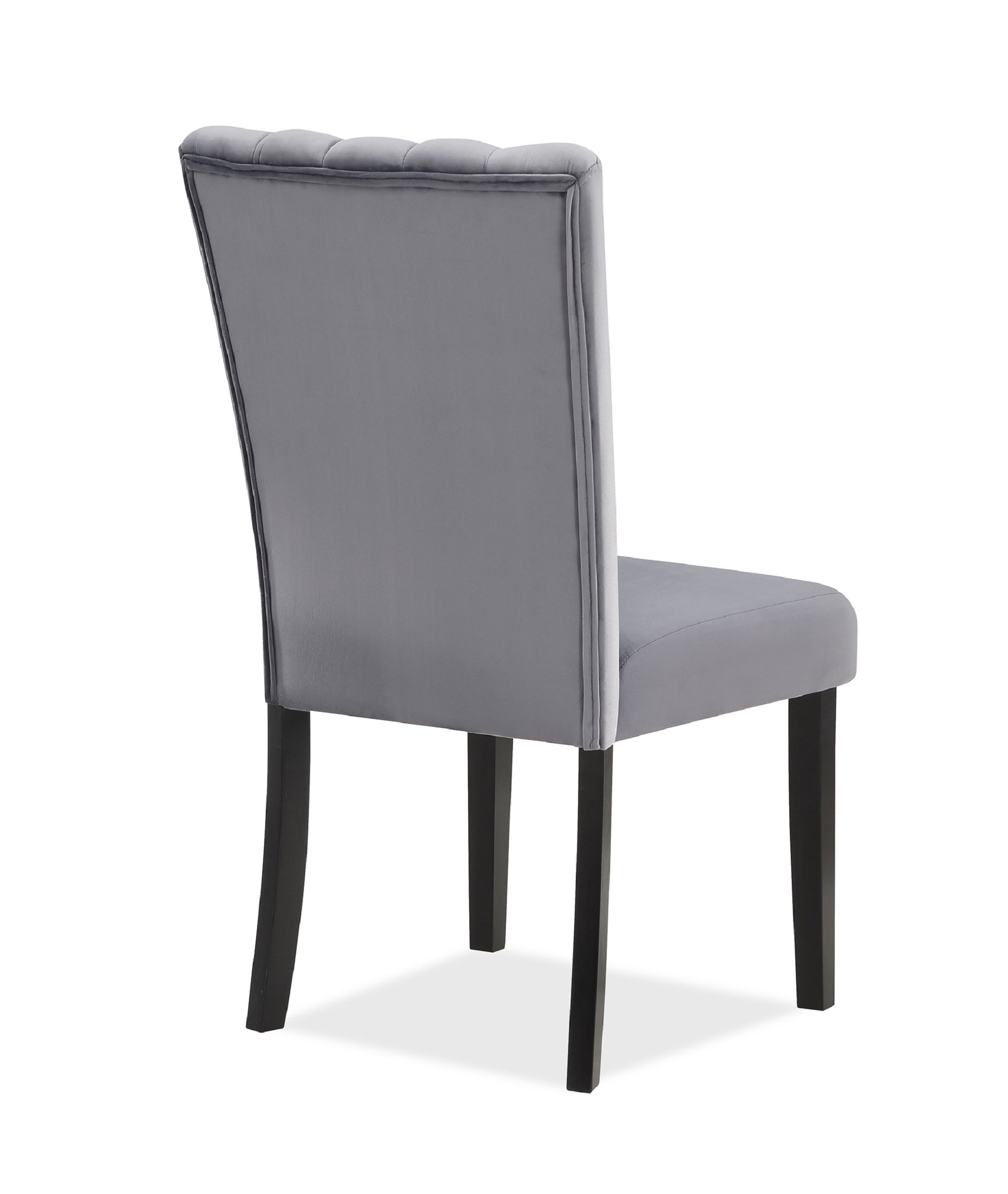 Modern Wood Dining Chairs with Tufted Back in Gray and Black