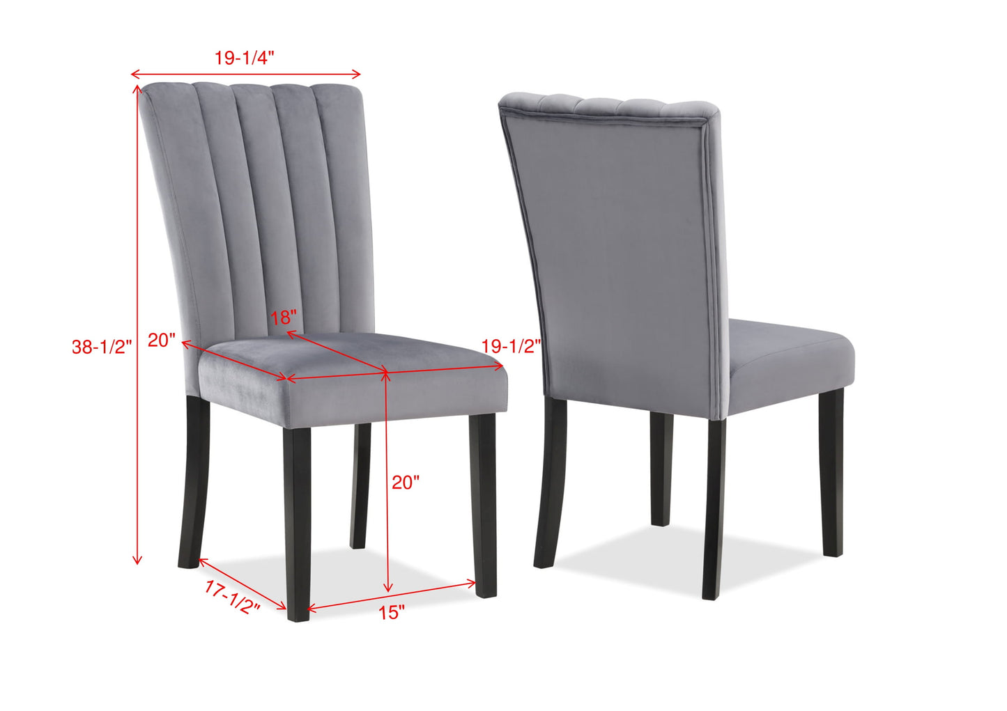 Modern Wood Dining Chairs with Tufted Back in Gray and Black