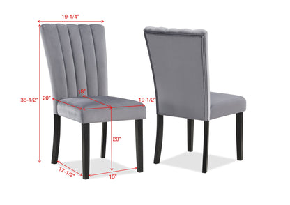 Modern Wood Dining Chairs with Tufted Back in Gray and Black