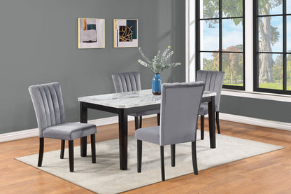 Modern Wood Dining Chairs with Tufted Back in Gray and Black