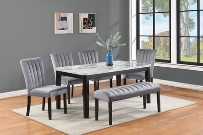 Modern Wood Dining Chairs with Tufted Back in Gray and Black