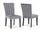 2pc Casual Upholstered Velvet Upholstery Chair Channel Tufted Back Wooden Dining Room Furniture Gray Black