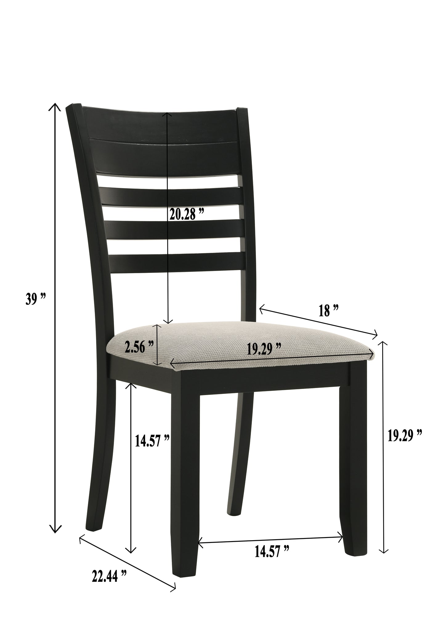 Contemporary Black Gray Dining Side Chairs - Set of 2
