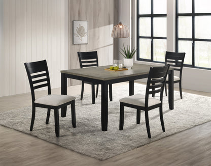 6-Person Rectangular Dining Table - Black Wood Table