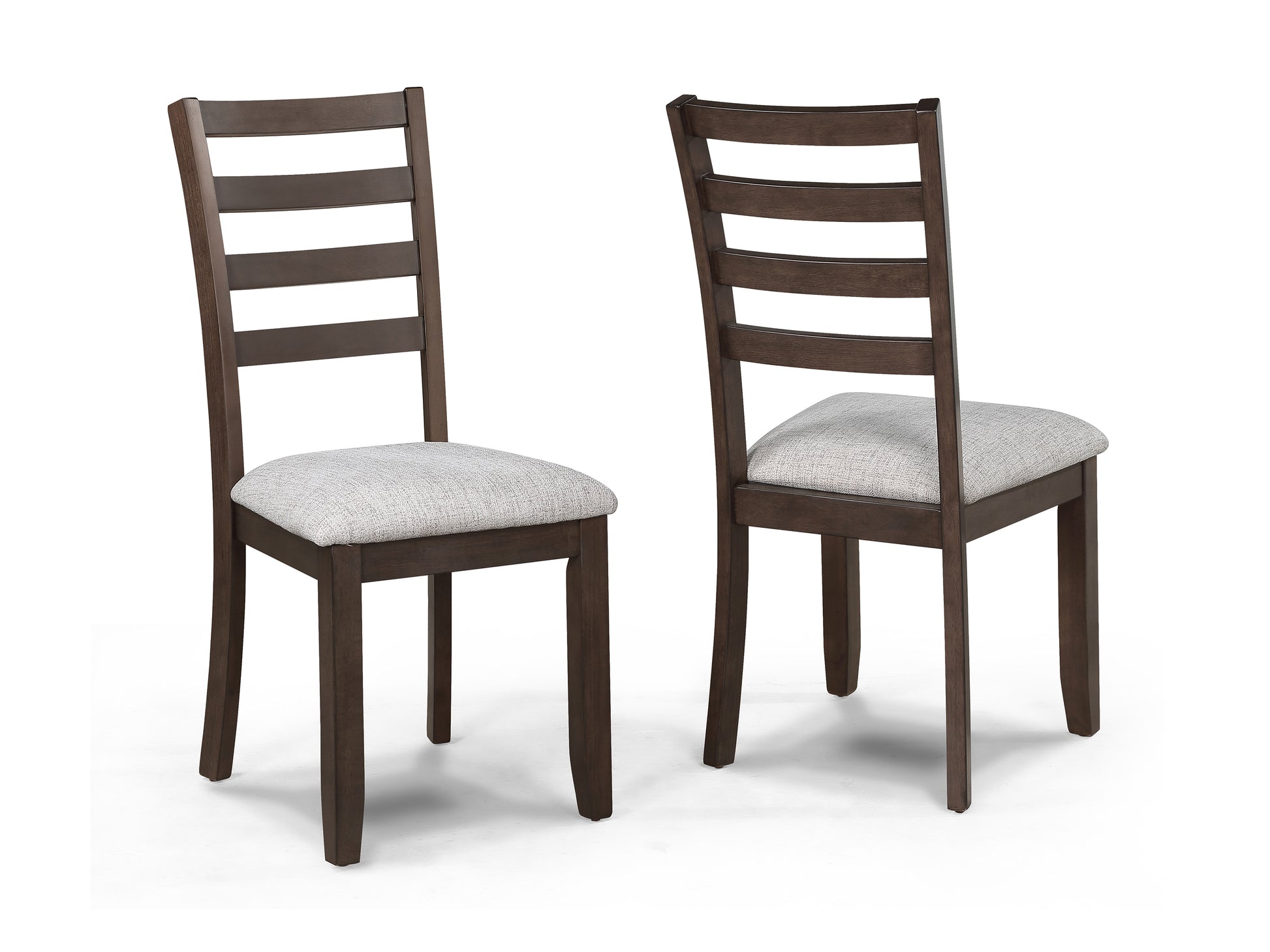 2pc Contemporary Rich Wood Finish Beautifully Crafted Ladder-back Dining Chairs Wooden Brown Gray