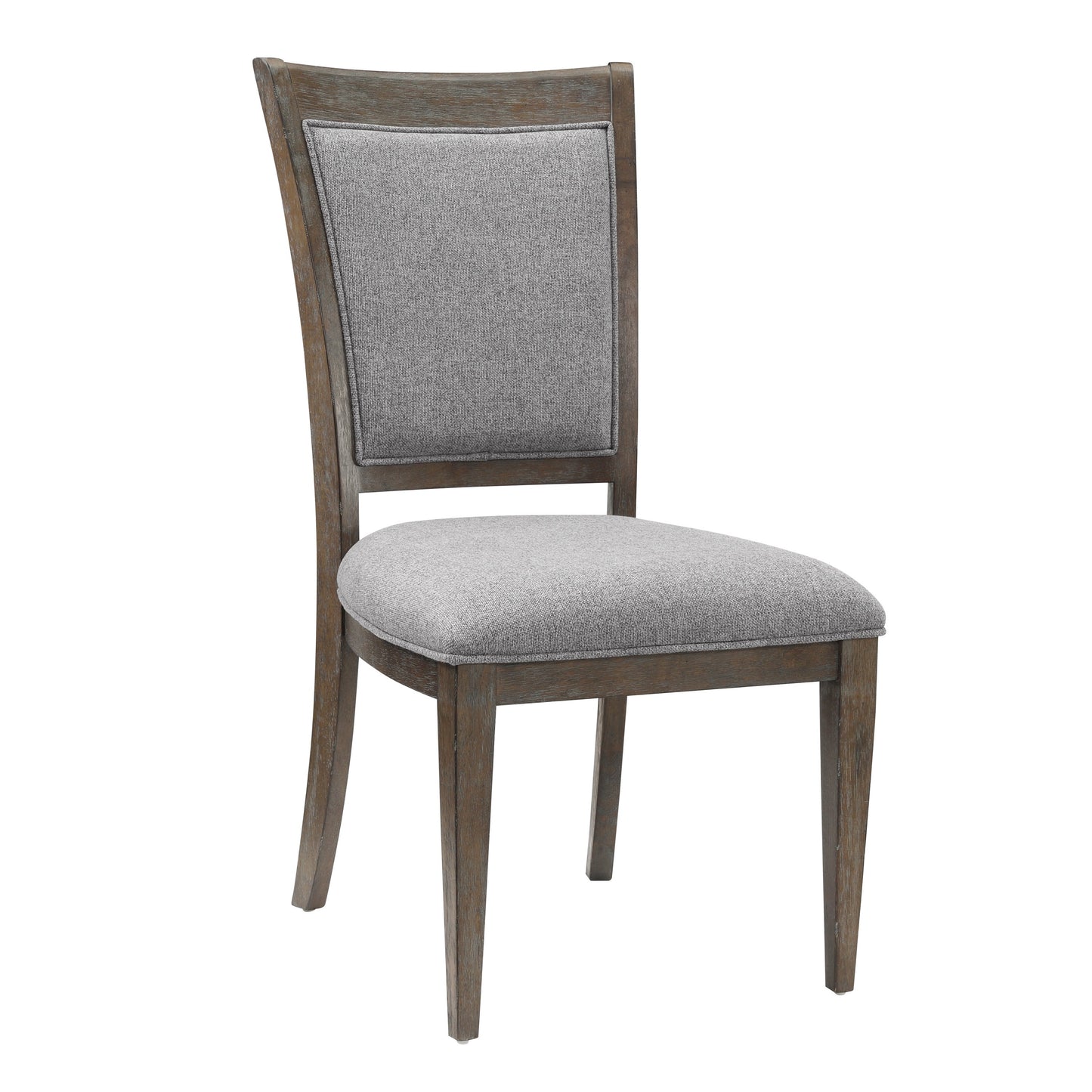 Transitional Brown Gray Side Chairs Set of 2, Fabric Upholstery Seat Back Wooden Dining Furniture