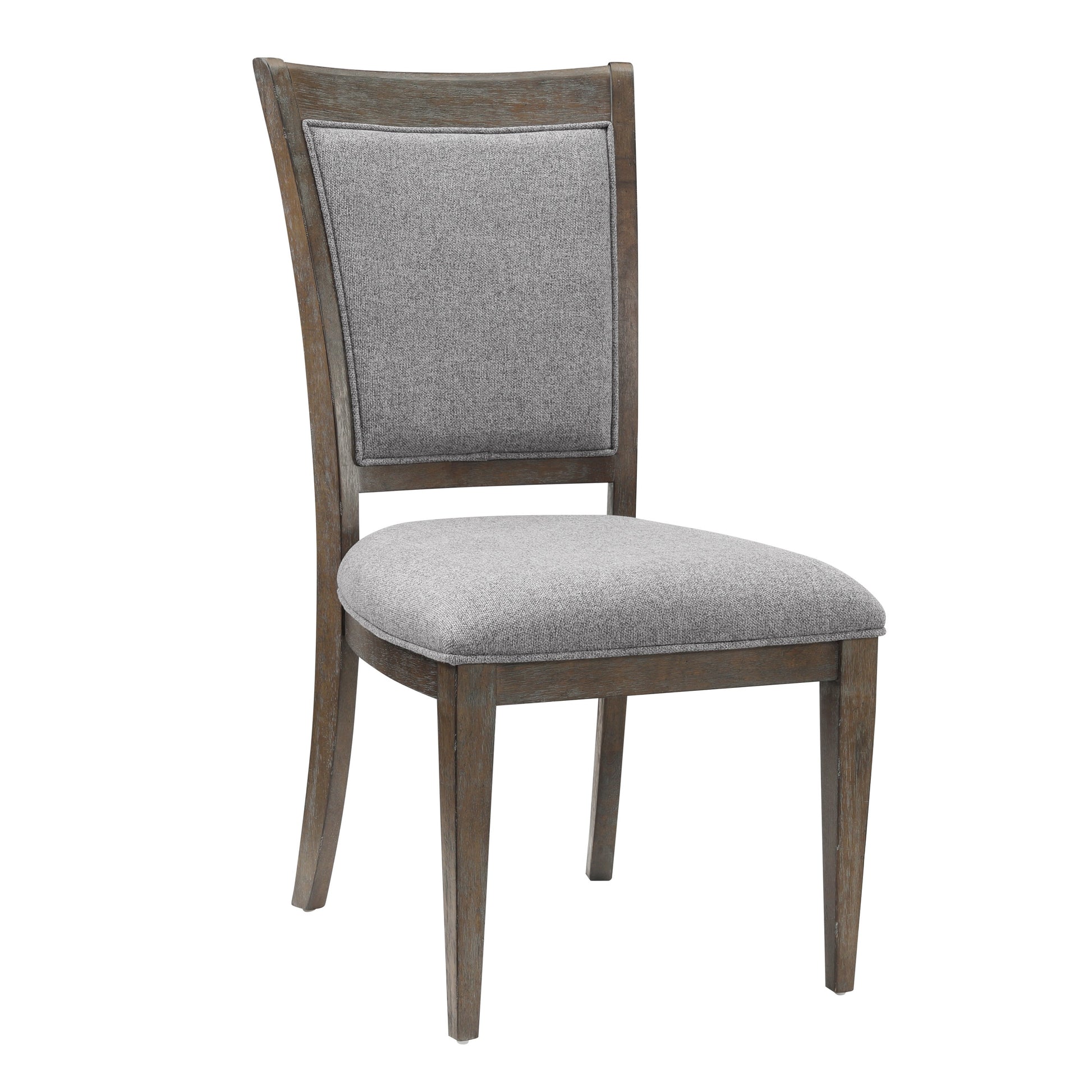 Transitional Brown Gray Side Chairs Set of 2, Fabric Upholstery Seat Back Wooden Dining Furniture