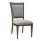 Transitional Brown Gray Side Chairs Set of 2, Fabric Upholstery Seat Back Wooden Dining Furniture