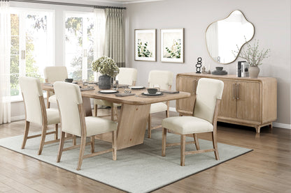 Modern Beige Wood Dining Side Chairs Set of 2 for Dining Room