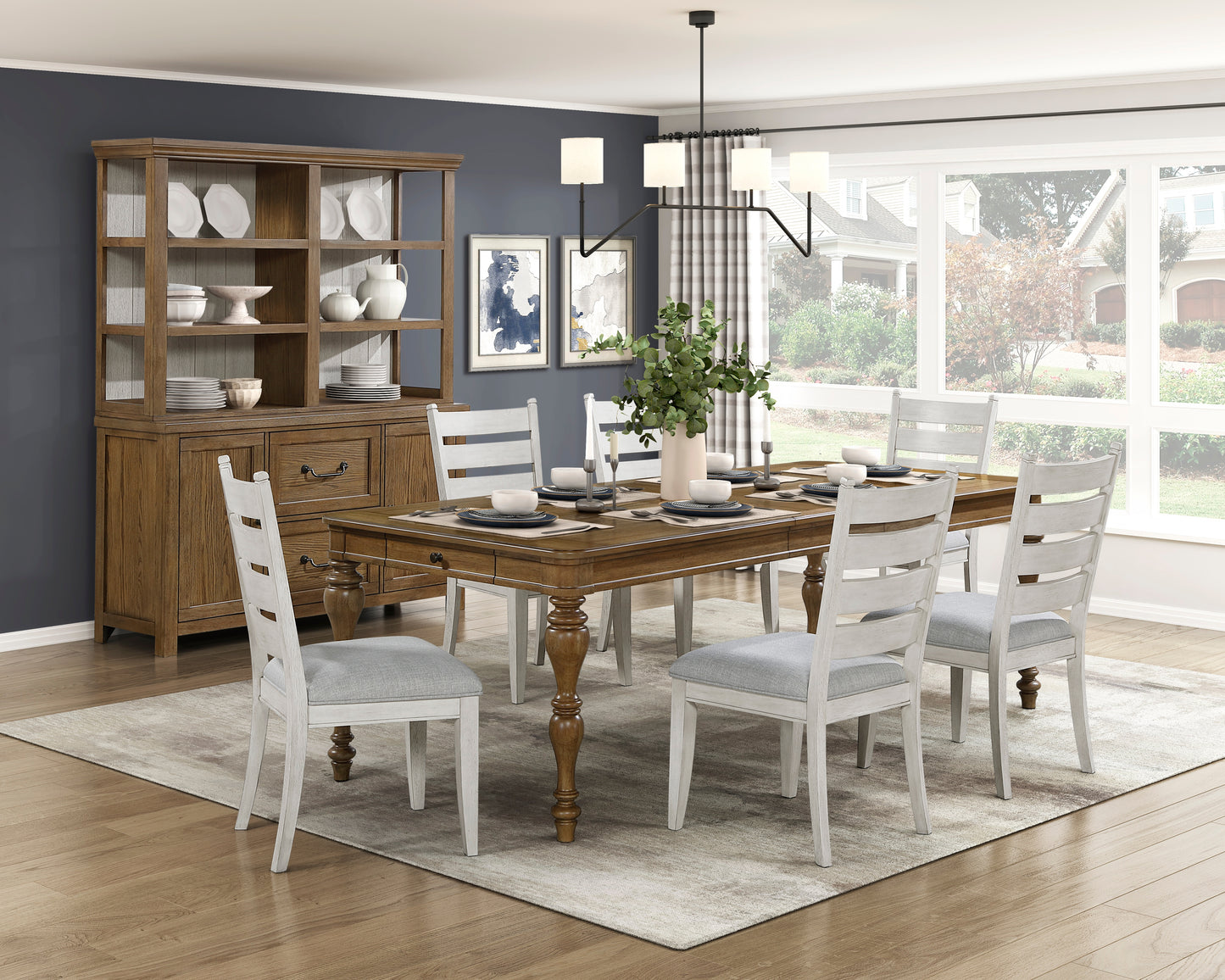 Farmhouse Dining Chairs in Antique White Wood for Casual Kitchen Decor